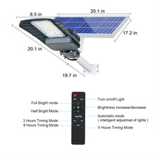 Load image into Gallery viewer, WERISE 200W-300W-400W Outdoor Solar Powered LED Street Pathway Post Lights with Remote Control for parking lot, garden and yard
