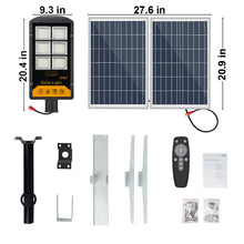 Load image into Gallery viewer, 600W-400W Waterproof Outdoor Solar Led Dusk To Dawn Street Lights With Remote Control and Motion Sensor
