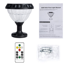 Load image into Gallery viewer, Outdoor Solar Powered Post Fence Cap RGB LED Color Changing Lamp Lights with Remote Control
