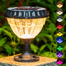 Load image into Gallery viewer, Outdoor RGB Color Changing Solar Powered Post Cap LED Lights Lamp with Remote Control
