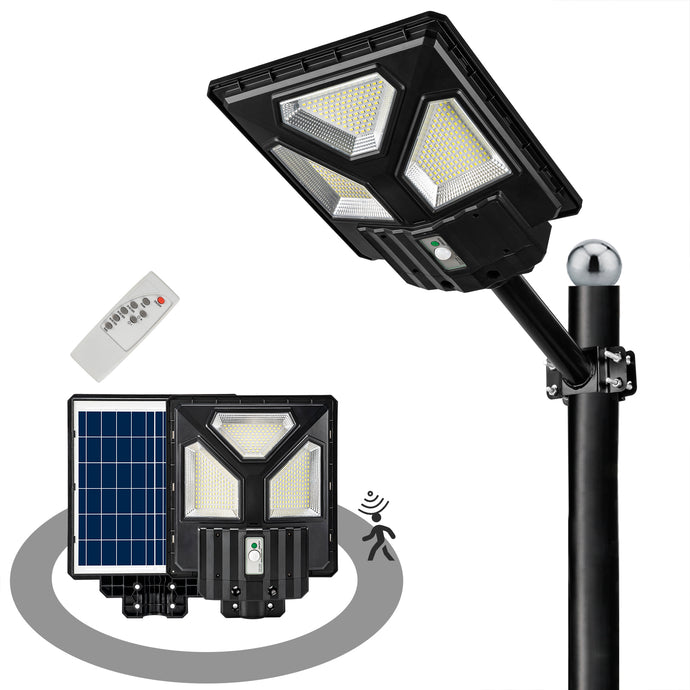 200W Dusk to Dawn Solar Powered Outdoor Garden Lights with Motion Sensor and Remote Control