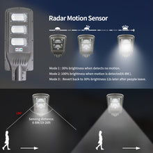 Load image into Gallery viewer, 100w-200w-300w All in One Solar Street Lights IP65 Waterproof Motion Sensor
